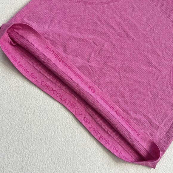 Lululemon Women Heathered Zing Pink Light Swiftly Tech Short Sleeve V-Neck Top 6 - Picture 4 of 6